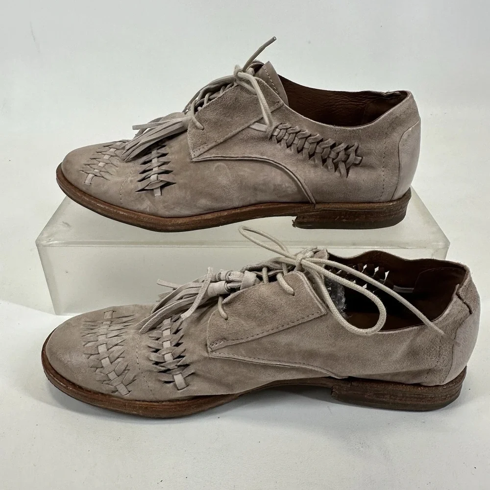 A.S.98 ZURI gray tan leather shoes Size 41 Tassel Lace Up AS 98 - Picture 7 of 10